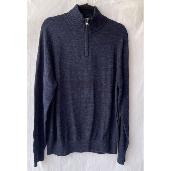 Bonobos Sweater Mens XL  Blue Cashmere Blend Long Sleeve Quarter Zip Preppy - Picture 1 of 10